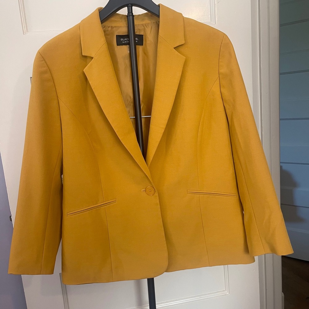 Black Label Evan-Picone Blazer Women's 12 Mustard Yellow Career Jacket